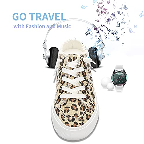 Leopard Print Canvas Mules: Women's Slip-On Fashion Sneakers