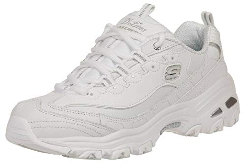 Skechers D'LITES FRESH START Memory Foam Sneakers, White Silver