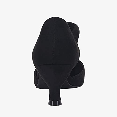 Black Coutgo Low Kitten Heel Pointed Toe Shoes