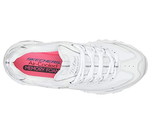 Skechers D'LITES FRESH START Memory Foam Sneakers, White Silver