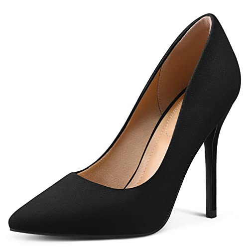mysoft Black Suede Women's Stiletto High Heels Pumps