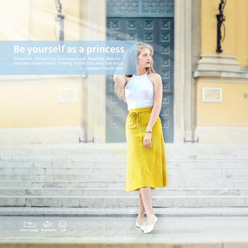 White Textile Round Toe Ballet Flats for Women