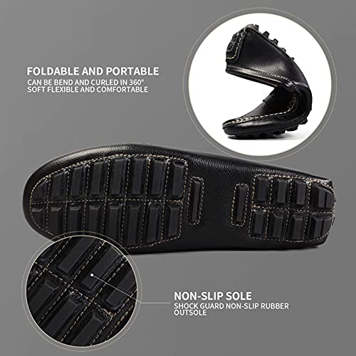 Artisure Women's Black Leather Penny Loafers Driving Moccasins