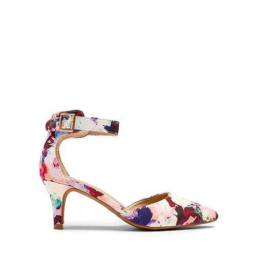 Floral Low Heel Dress Pump Shoes for Women