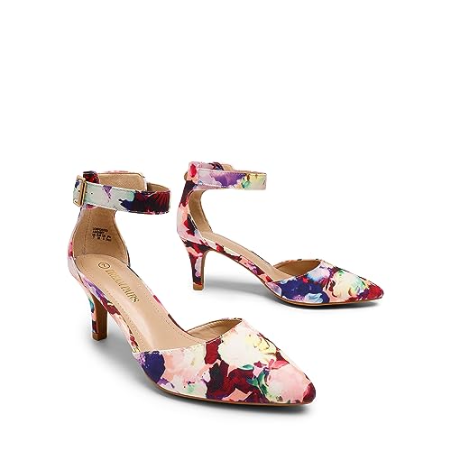 Floral Low Heel Dress Pump Shoes for Women
