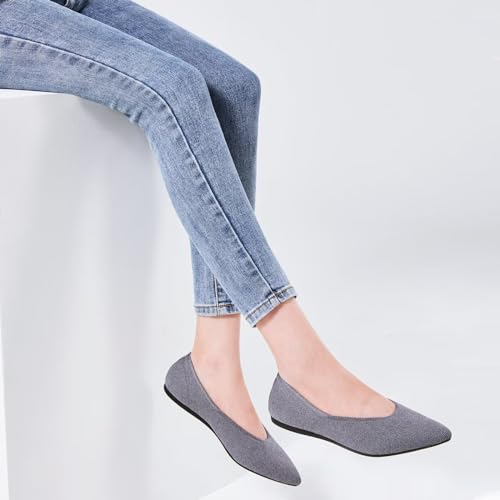 Frank Mully Women's Grey Knit Pointed Toe Flats
