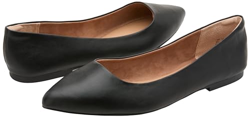 Black Pointed-Toe Ballet Flats for Women, Size 8.5