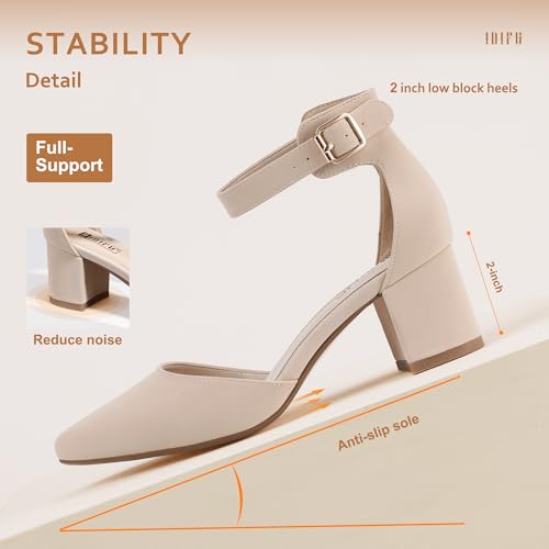 IDIFU Women's Pedazo Dress Shoes Low Block Heels