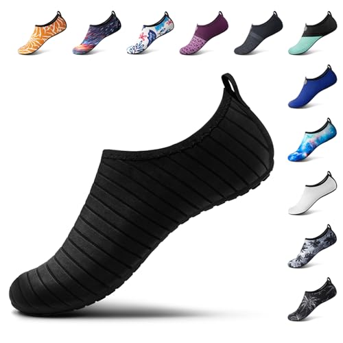 Black Aqua Socks for Women/Men-Quick Dry, Non-Slip Beach