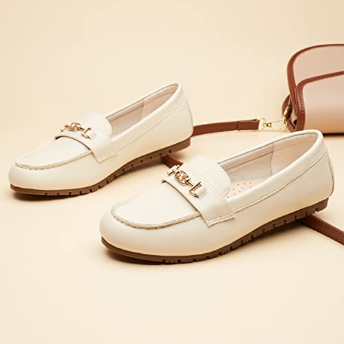 White Women's Flats Shoes Slip On Comfort Boat