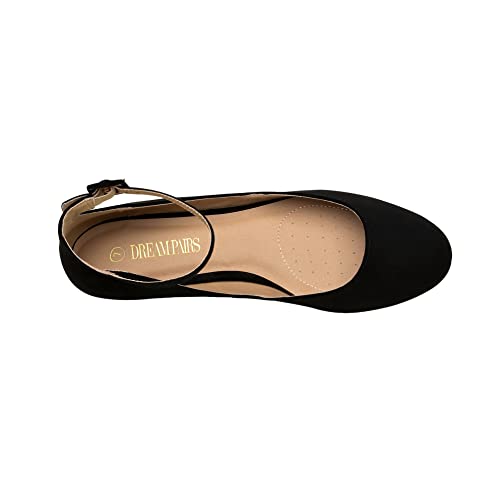 Black Suede Ankle Strap Flats: DREAM PAIRS Women's