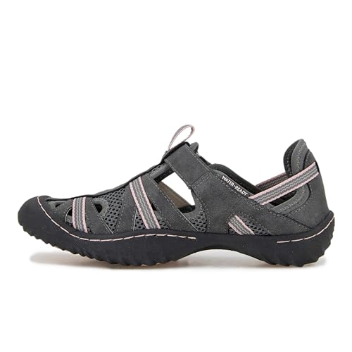 JBU Women's Oxford Flat in Charcoal & Petal