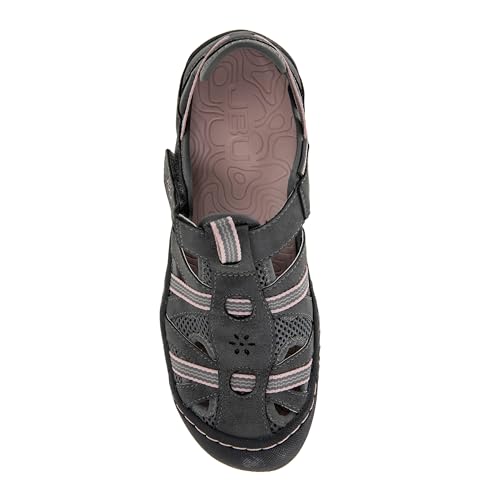 JBU Women's Oxford Flat in Charcoal & Petal