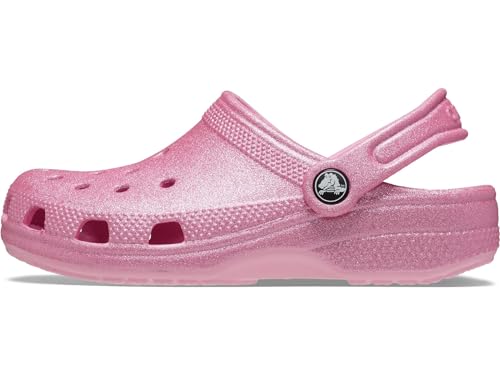 Women's Pink Tweed Glitter Crocs Classic Clog