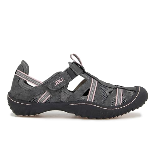 JBU Women's Oxford Flat in Charcoal & Petal