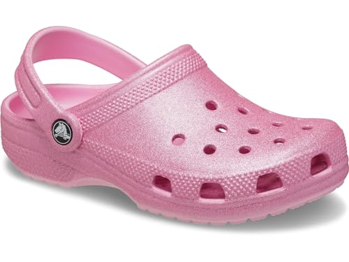Women's Pink Tweed Glitter Crocs Classic Clog