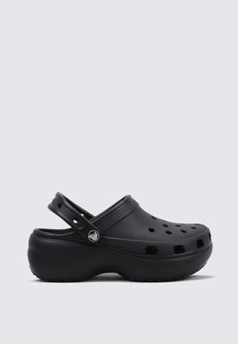 Black Crocs Womens Classic Platform Clog in Size 8