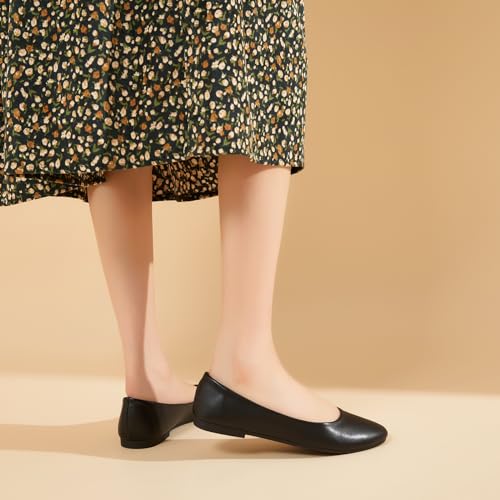Comfortable Women's Black Ballet Flats Shoes PU Leather