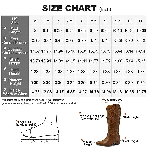 mysoft Women's Embroidered Cowboy Boots Chunky Heel