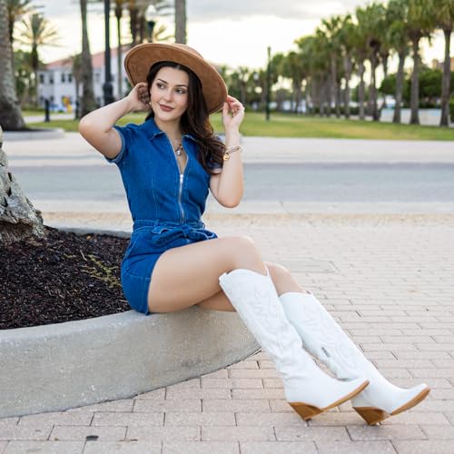 White Cowboy Boots for Women - Wide Calf, Knee High