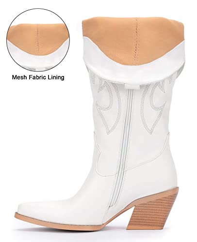 White Cowboy Boots for Women - Wide Calf, Knee High