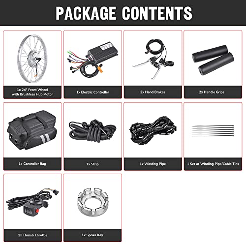 AW 24" Electric Front Wheel E-Bike Conversion Kit