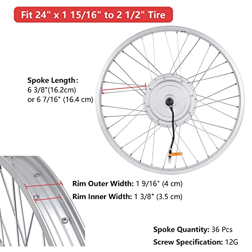 AW 24" Electric Front Wheel E-Bike Conversion Kit