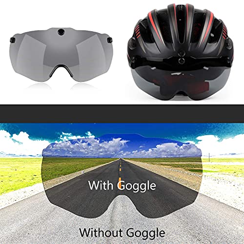 Shinmax Bike Helmet with USB Rechargeable Light & Detachable Goggles