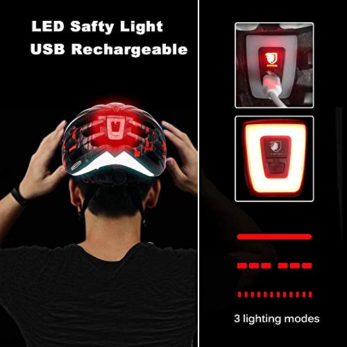 Shinmax Bike Helmet with USB Rechargeable Light & Detachable Goggles
