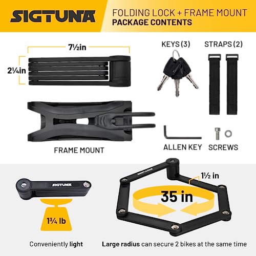 SIGTUNA Foldable Bike Lock - Heavy-Duty Steel - Anti-Scratch