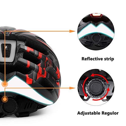 Shinmax Bike Helmet with USB Rechargeable Light & Detachable Goggles