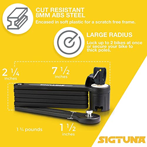 SIGTUNA Foldable Bike Lock - Heavy-Duty Steel - Anti-Scratch