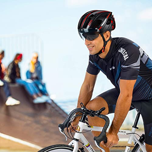 Shinmax Bike Helmet with USB Rechargeable Light & Detachable Goggles