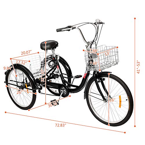 PEXMOR 7-Speed Adult Trike, 3-Wheel Cruiser Bike