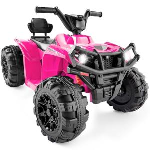 Kids Electric ATV Ride-On with Bluetooth, Hot Pink