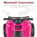 Kids Electric ATV Ride-On with Bluetooth, Hot Pink