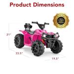 Kids Electric ATV Ride-On with Bluetooth, Hot Pink