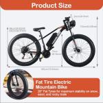 26" Fat Tire Electric Mountain Bike for Adults