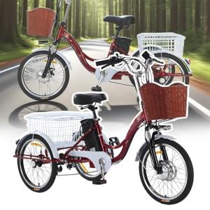 Adult Electric Trike with Basket and 20" Wheels