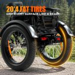 20" Foldable Electric Snow Tricycle with Fat Tires