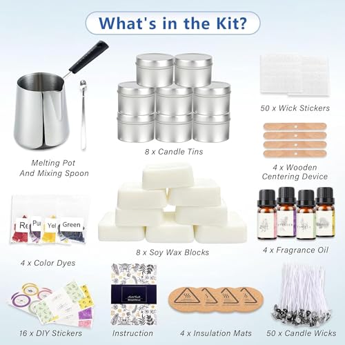 Adult Beginners Candle Making Kit: Soy Wax, Melter, Scents