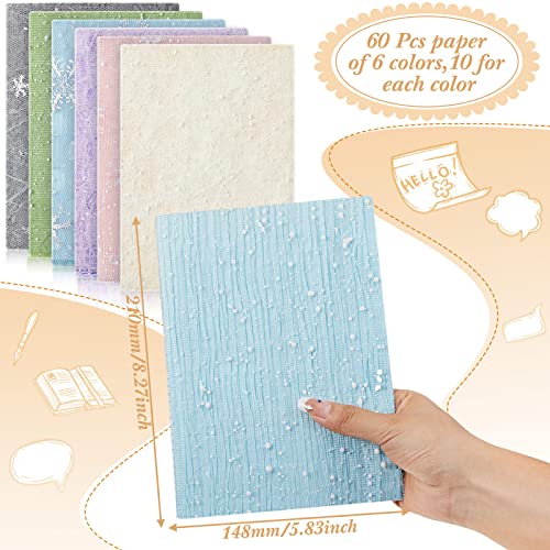 60 pcs A5 Scrapbook Textured Paper Sheets Variety