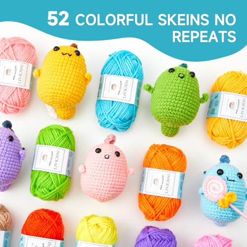 52 Acrylic Yarn Skeins Set with Crochet Kit