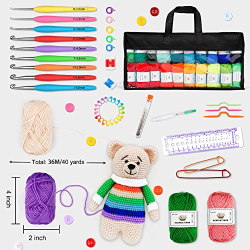 113-Piece Crochet Set with 1600 Yards Assorted Yarn