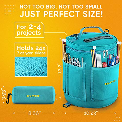 Durable Canvas Knitting Bag with Accessories Case