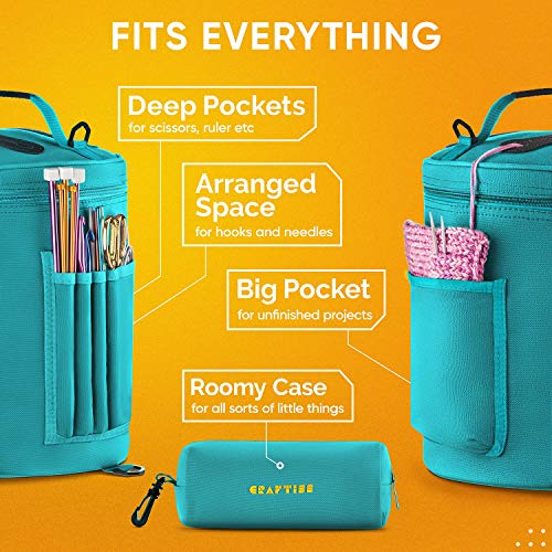 Durable Canvas Knitting Bag with Accessories Case