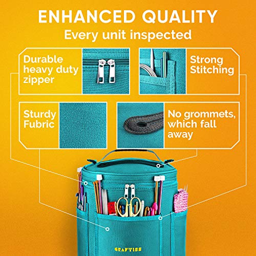 Durable Canvas Knitting Bag with Accessories Case