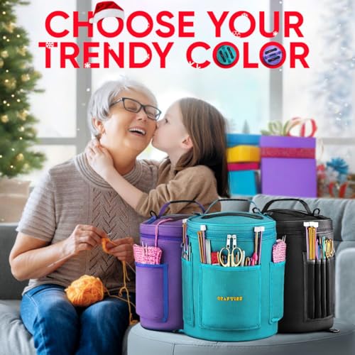 Durable Canvas Knitting Bag with Accessories Case