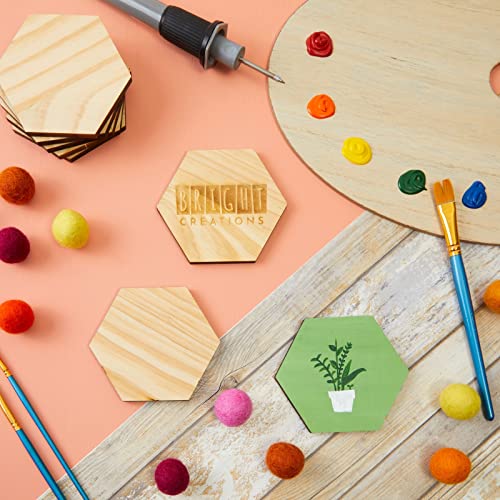 15 Pack Unfinished Wooden Hexagon Cutouts for DIY Crafts