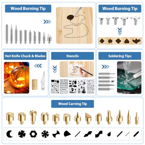 130pcs Wood Burning Pen Tool Set for Adults